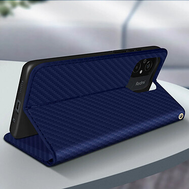 Acheter Avizar Etui pour Xiaomi Redmi 12C effet carbone clapet magnétique support vidéo  Bleu