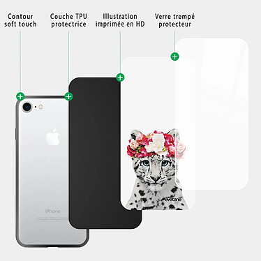 Acheter Evetane Coque iPhone 7/8/ iPhone SE 2020/ 2022 Coque Soft Touch Glossy Leopard Couronne Design