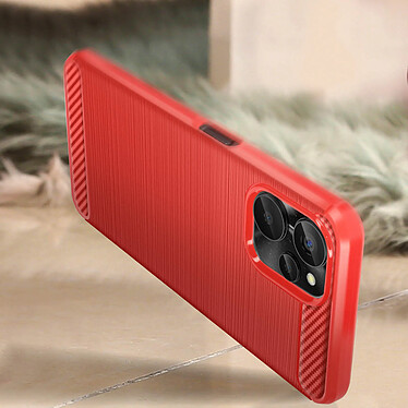 Avizar Coque pour Realme 9i 5G Renforcée Souple Carbone Effet Brossé  Rouge pas cher