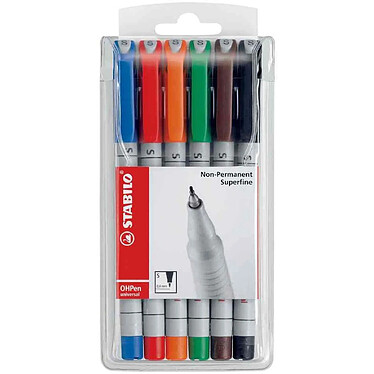 STABILO Etui de 6 feutres pour transparents OHPen Non permanent 0,7 mm Assortis