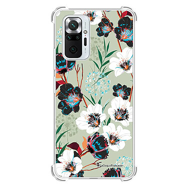 LaCoqueFrançaise Coque Xiaomi Redmi Note 10 Pro Silicone antichocs Solides coins renforcés  transparente Motif Fleurs vert d'eau