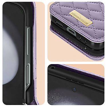 Avizar Coque pour Samsung Z Flip 5 Simili Cuir Rhombique Pliable Collection Geo  Violet pas cher