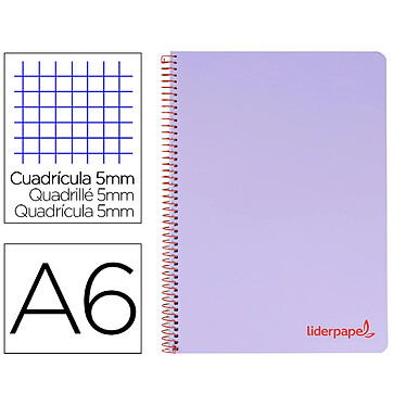 LIDERPAPEL Cahier spirale a6 micro wonder 240 pages 90g 5x5mm 4 bandes couleurs violet x 3