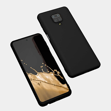 Evetane Coque Xiaomi Redmi Note 9s/ 9 Pro/9 Pro Max Silicone liquide Noire + 2 Vitres en Verre trempé Protection écran Antichocs pas cher