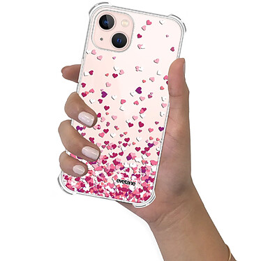 Evetane Coque iPhone 13 anti-choc souple angles renforcés transparente Motif Confettis De Coeur pas cher