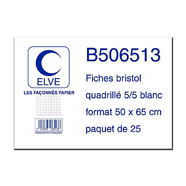 ELVE Lot de 25 fiches bristol 190 g 50 x 65 cm 5x5 Blanc