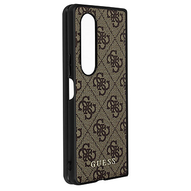 Guess Coque pour Samsung Galaxy Z Fold 4 Bi-matière Finition Tissée 4G Charms  Marron