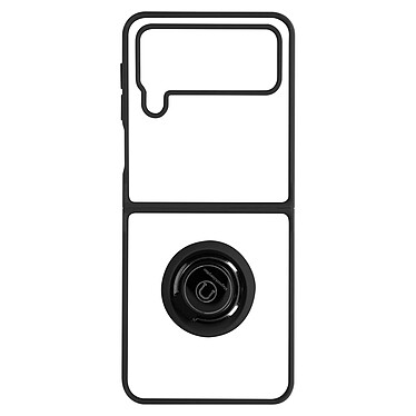 Avizar Coque pour Samsung Galaxy Z Flip 4 Bi-matière Bague Métallique Support Vidéo  Noir