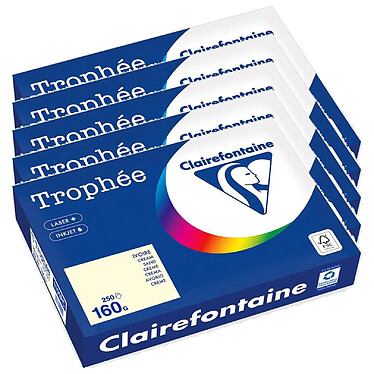 CLAIREFONTAINE Ramette Papier FSC A4 160g 250 Feuilles Ivoire x 5