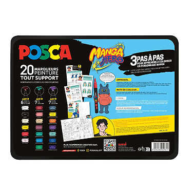 POSCA Mallette Métal 20 Marqueurs POSCA Manga Hero Assortis