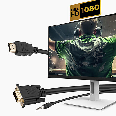 Acheter Avizar Câble HDMI vers VGA Mâle et Prise Jack 3.5mm Qualité Full HD Longueur 1.8m  Noir