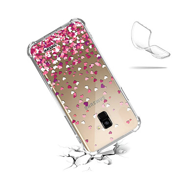 Acheter Evetane Coque Samsung Galaxy A8 2018 anti-choc souple angles renforcés transparente Motif Confettis De Coeur