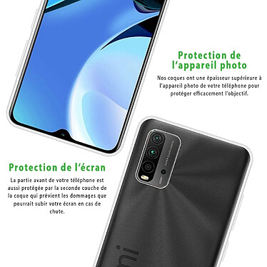 Acheter Evetane Coque Xiaomi Redmi 9T 360° intégrale Protection avant et arrière silicone transparente Motif