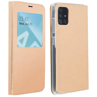 Avizar Housse Samsung Galaxy A51 Fenêtre d'affichage Protection Intégrale Dorée