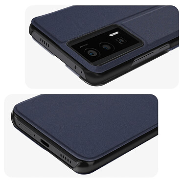 Avizar Étui Folio pour pour Xiaomi Poco F5 Pro Clapet Fenêtre Affichage Heure Support Vidéo  Bleu Nuit pas cher