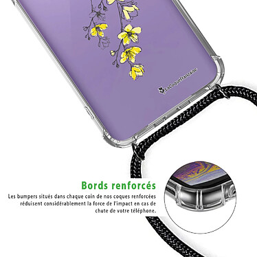 Acheter LaCoqueFrançaise Coque cordon Samsung Galaxy S9 noir Dessin Fleurs Cerisiers