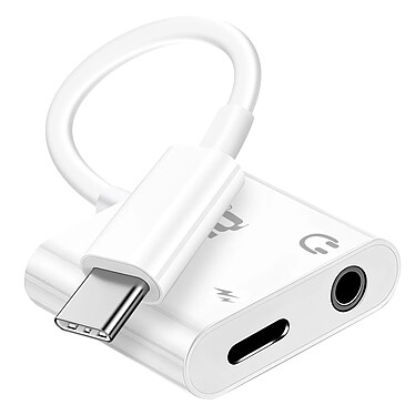 LinQ Adaptateur de charge USB C Power Delivery et Audio Jack 3.5mm Blanc