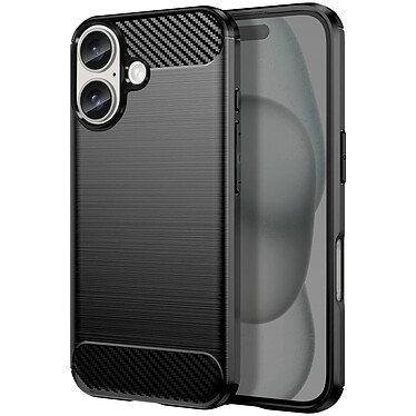 Avizar Coque pour iPhone 16 Antichoc Design Carbone Brossé Noir pas cher