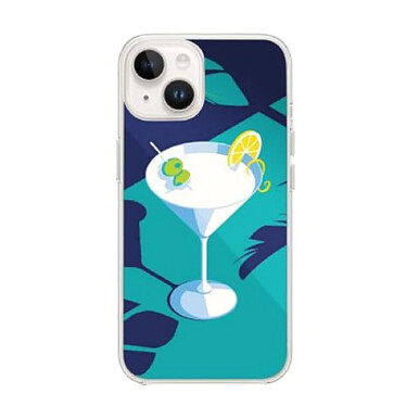 BigBen Connected Coque pour iPhone 13/14 en Résine Cocktail bleu Miroir Bleu