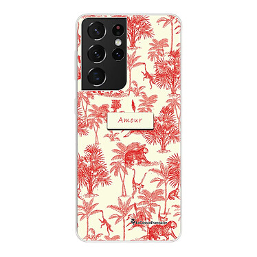 LaCoqueFrançaise Coque Samsung Galaxy S21 Ultra 5G silicone transparente Motif Botanic Amour ultra resistant