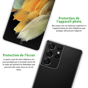 Acheter Evetane Coque Samsung Galaxy S21 Ultra 5G 360° intégrale Protection avant et arrière silicone transparente Motif