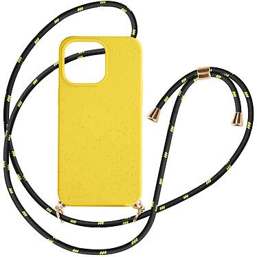 Avizar Coque cordon pour iPhone 15 Pro Silicone Recyclable  Jaune