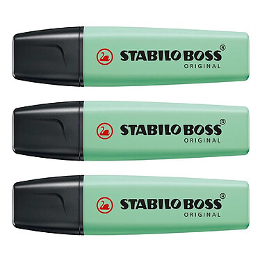 STABILO Surligneur BOSS ORIGINAL Pastel Pointe Biseautée 2 - 5 mm Vert pastel x 3