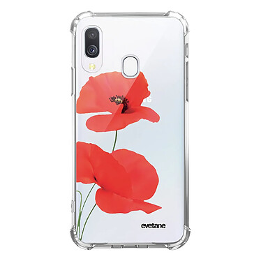 Evetane Coque Samsung Galaxy A20e anti-choc souple angles renforcés transparente Motif Coquelicot