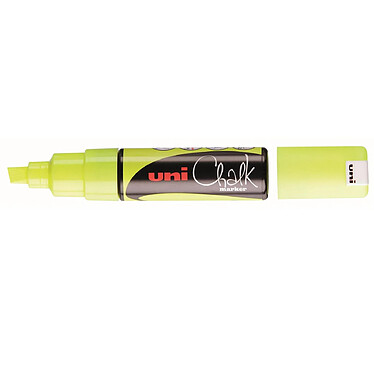 UNI-BALL Marqueur craie Pte biseautée large CHALK Marker PWE8K 8mm Jaune Fluo x 6