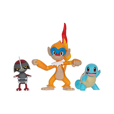 Pokémon - Pack 3 figurines Battle Figure Set Scalpion, Carapuce 1, Chimpenfeu 5 cm