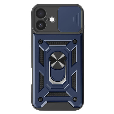 Mayaxess Coque pour iPhone 16 Bague Support Cache Caméra Coulissant Bleu Nuit