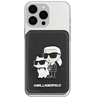 Karl Lagerfeld Porte-cartes MagSafe avec Fonction Support Motif Kar et Choupette Noir