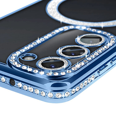 Avis Avizar Coque Diamant pour Samsung Galaxy S23 MagSafe Contour Strass Bleu Clair