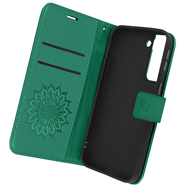 Avizar Étui Samsung Galaxy S21 Plus Portefeuille Support Vidéo Motif Mandala Fleur Vert