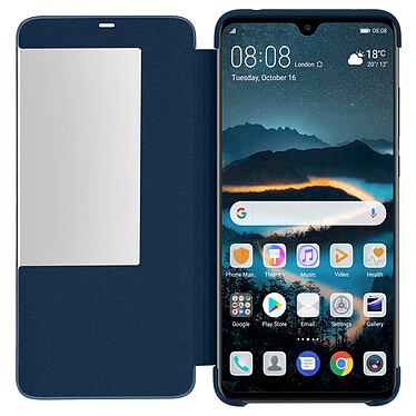 Avizar Housse Huawei Mate 20 Étui Grande Fenêtre Translucide Coque Rigide - bleu nuit pas cher