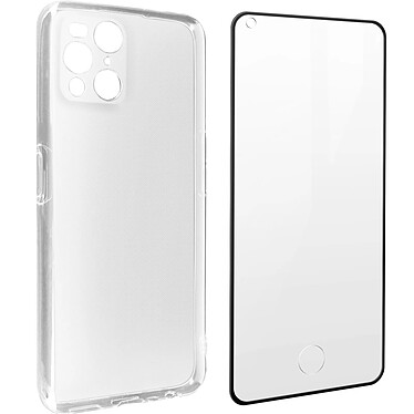 Avizar Coque pour Oppo Find X3 Pro Souple et Film Verre Trempé 9H Transparent contour Noir