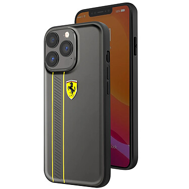 Ferrari Coque Cuir pour iPhone 13 Pro Contour Silicone Compatible QI Gris