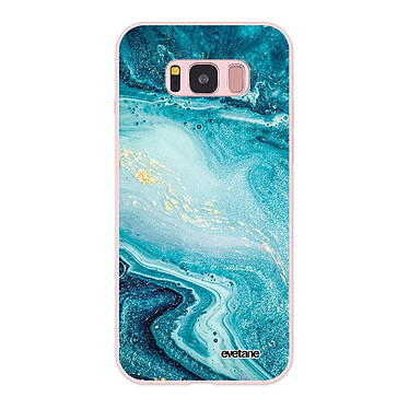 Evetane Coque Samsung Galaxy S8 Silicone Liquide Douce rose pâle Bleu Nacré Marbre