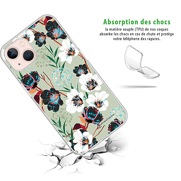 Avis LaCoqueFrançaise Coque iPhone 13 360 intégrale transparente Motif Fleurs vert d'eau Tendance