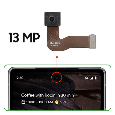Avis Clappio Caméra Avant pour Google Pixel 7a Capteur Selfie 13MP Noir