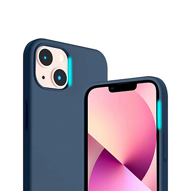 Evetane Coque iPhone 13 Bleue Silicone Liquide + 2 Protections écran et 2 protections Objectif Caméra pas cher