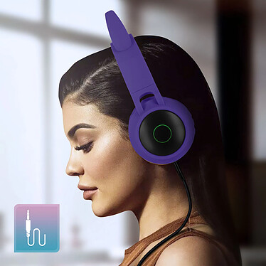 Casque Bluetooth Design Oreilles Chat Animation lumineuse 12h - Violet Lavande pas cher