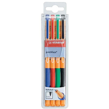 STABILO Pochette de 4 Stylos roller encre Ggel