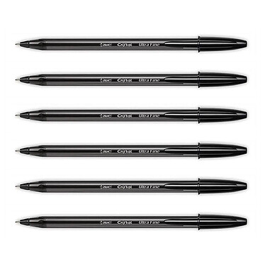 BIC Stylo Bille Cristal Exact Pointe Ultra Fine Noir x 6