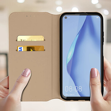 Avis Avizar Housse Huawei P40 Lite Étui Folio Portefeuille Fonction Support doré