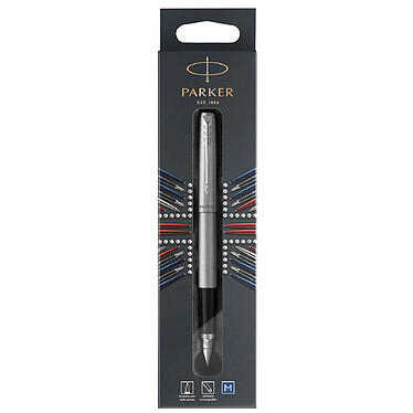 PARKER Stylo plume JOTTER Acier C.T. Pointe Moyenne Trait Bleu