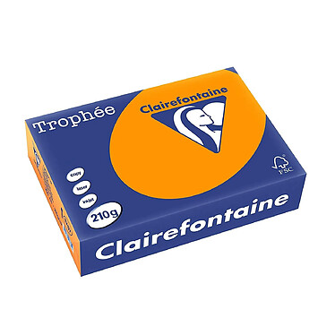 CLAIREFONTAINE Ramette 250 Feuilles Papier 210g A4 210x297 mm Certifié FSC orange vif x 4