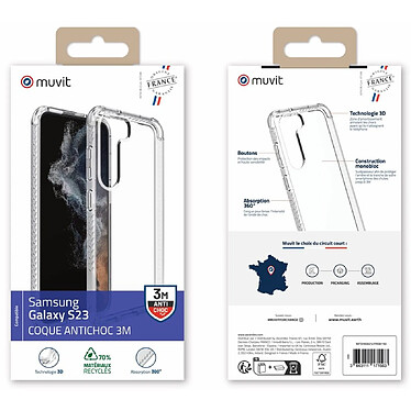 Avis Muvit Coque pour Samsung Galaxy S23 RENFORCEE ANTICHOC 3M Transparent