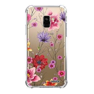 Evetane Coque Samsung Galaxy A8 2018 Silicone antichocs Solides coins renforcés  transparente Motif Fleurs Multicolores