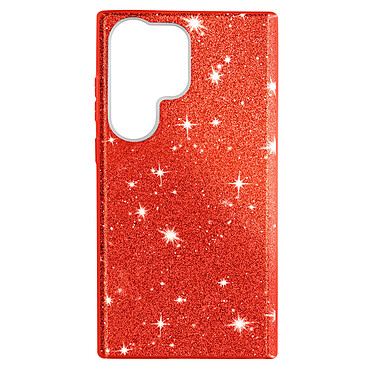 Avizar Coque Paillette pour Samsung Galaxy S23 Ultra Hybride Semi-rigide  rouge